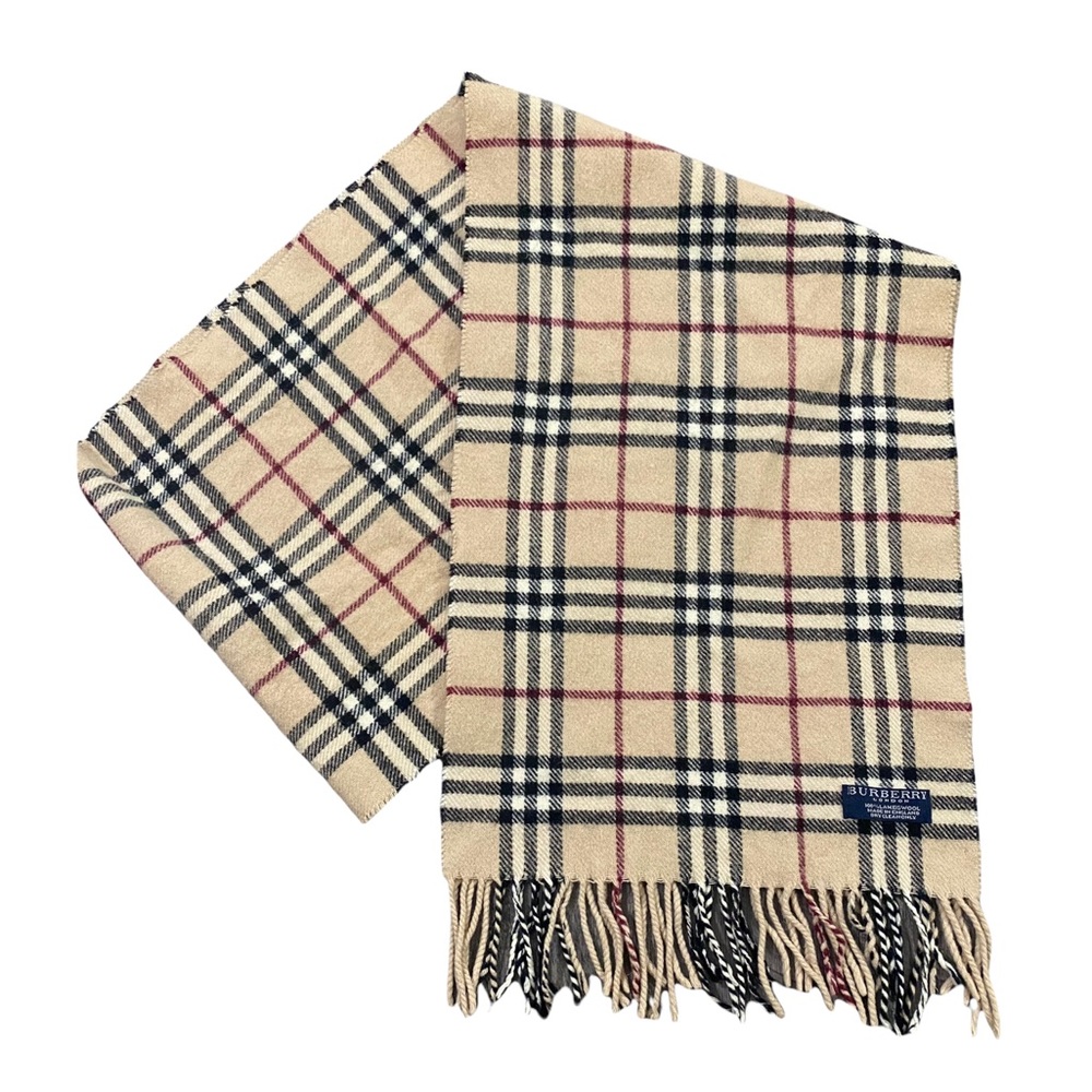 BURBERRY Vintage 100% Lambswool Fringe Scarf